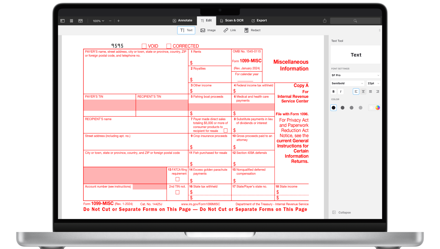 Printable 1099 Form 2025 Irs