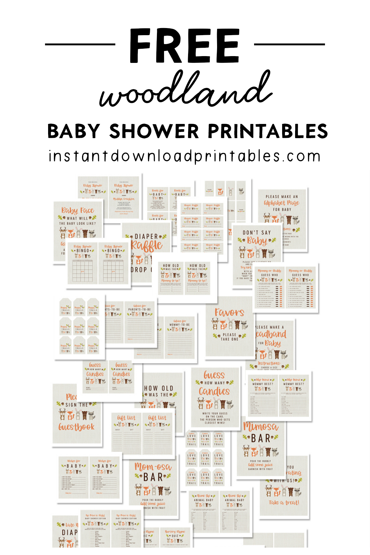 Huge Woodland Baby Shower Package Instant Download Printables Instant Download Printables