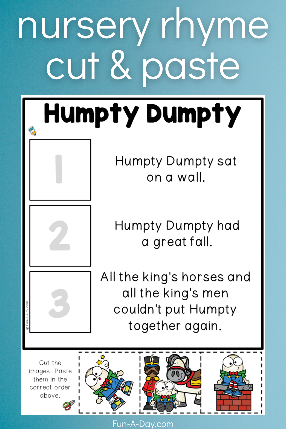 Humpty Dumpty Cut And Paste Free Printable Fun A Day 