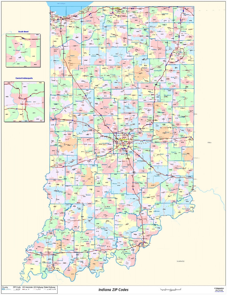 Printable Indiana Zip Code Map