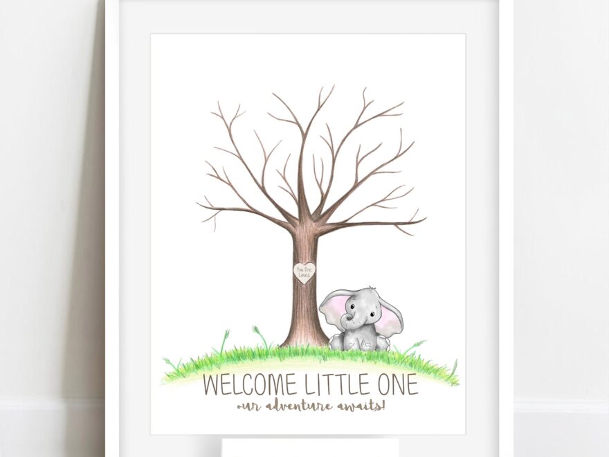INSTANT DOWNLOAD Fingerprint Tree Elephant Baby Shower Thumbprint Tree Guest Book Baby Shower Tree Elephant Nursery Decor Safari Theme Etsy
