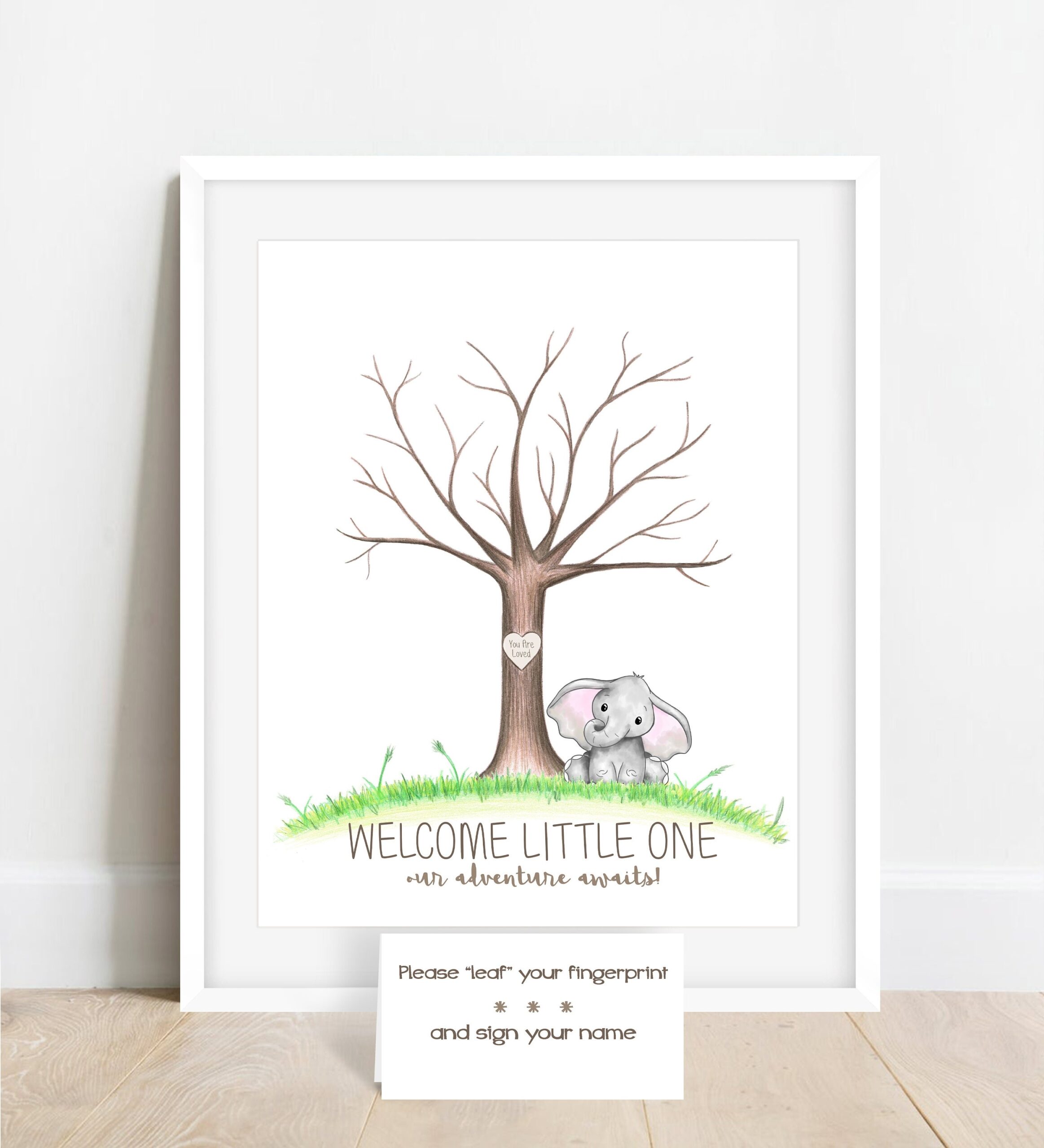 INSTANT DOWNLOAD Fingerprint Tree Elephant Baby Shower Thumbprint Tree Guest Book Baby Shower Tree Elephant Nursery Decor Safari Theme Etsy