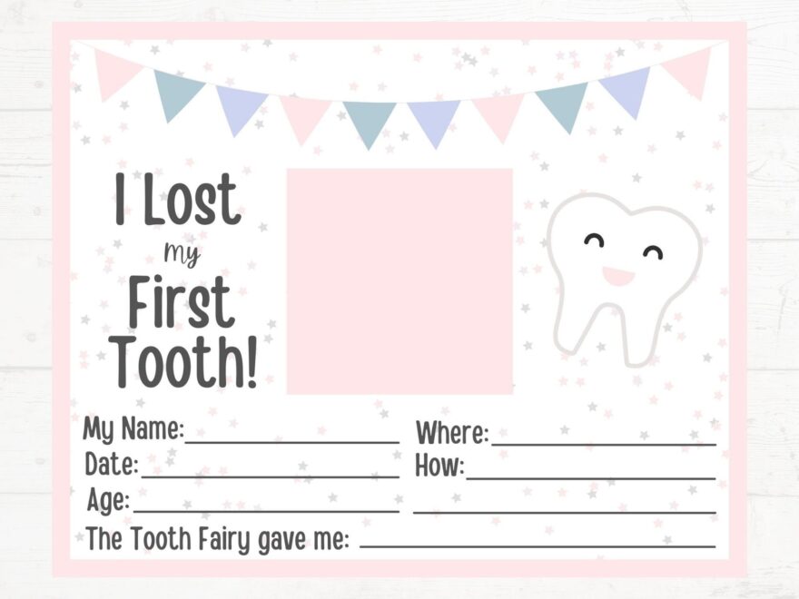 Instant Download I Lost My First Tooth Certificate For Child s First Lost Tooth Pink 8 x10 Etsy