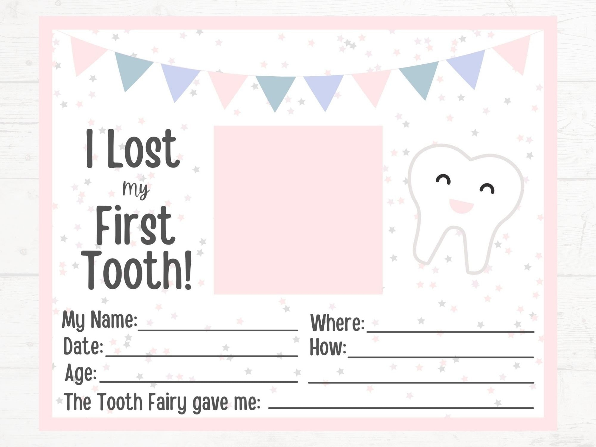 Instant Download I Lost My First Tooth Certificate For Child s First Lost Tooth Pink 8 x10 Etsy