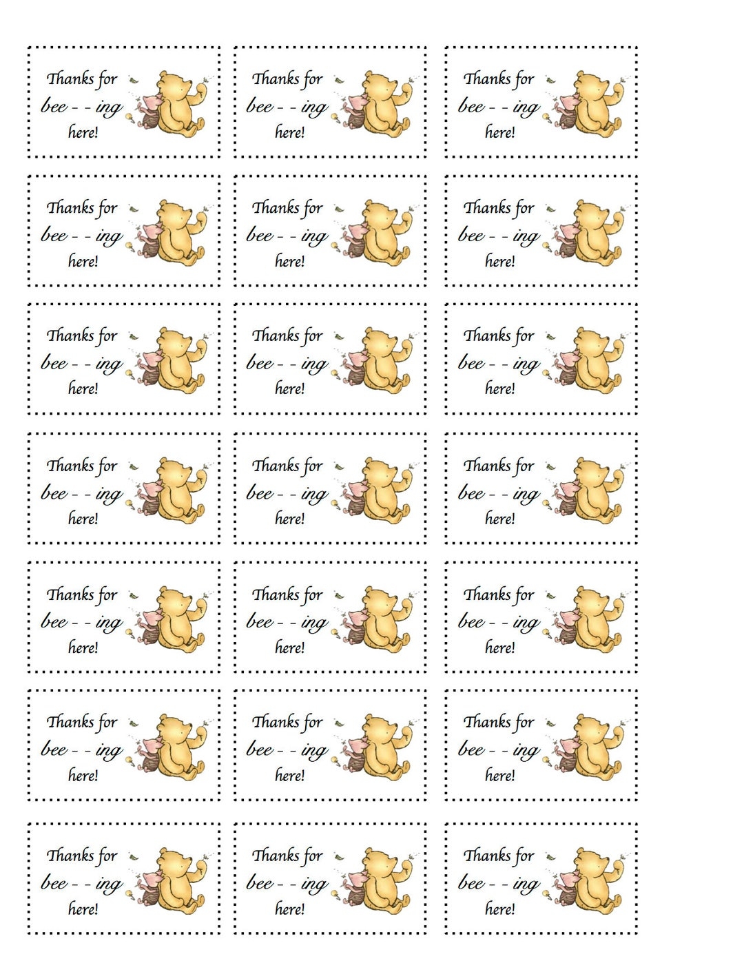 INSTANT Winnie The Pooh Favor Tags Etsy