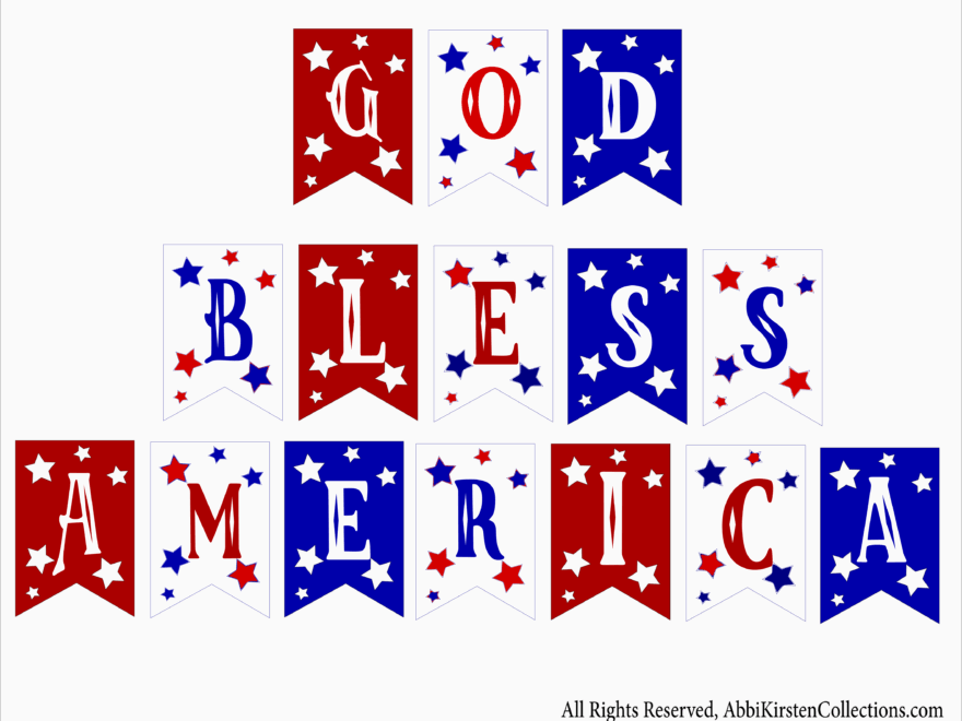 July 4th Free Printable Banner God Bless America Story Abbi Kirsten Collections