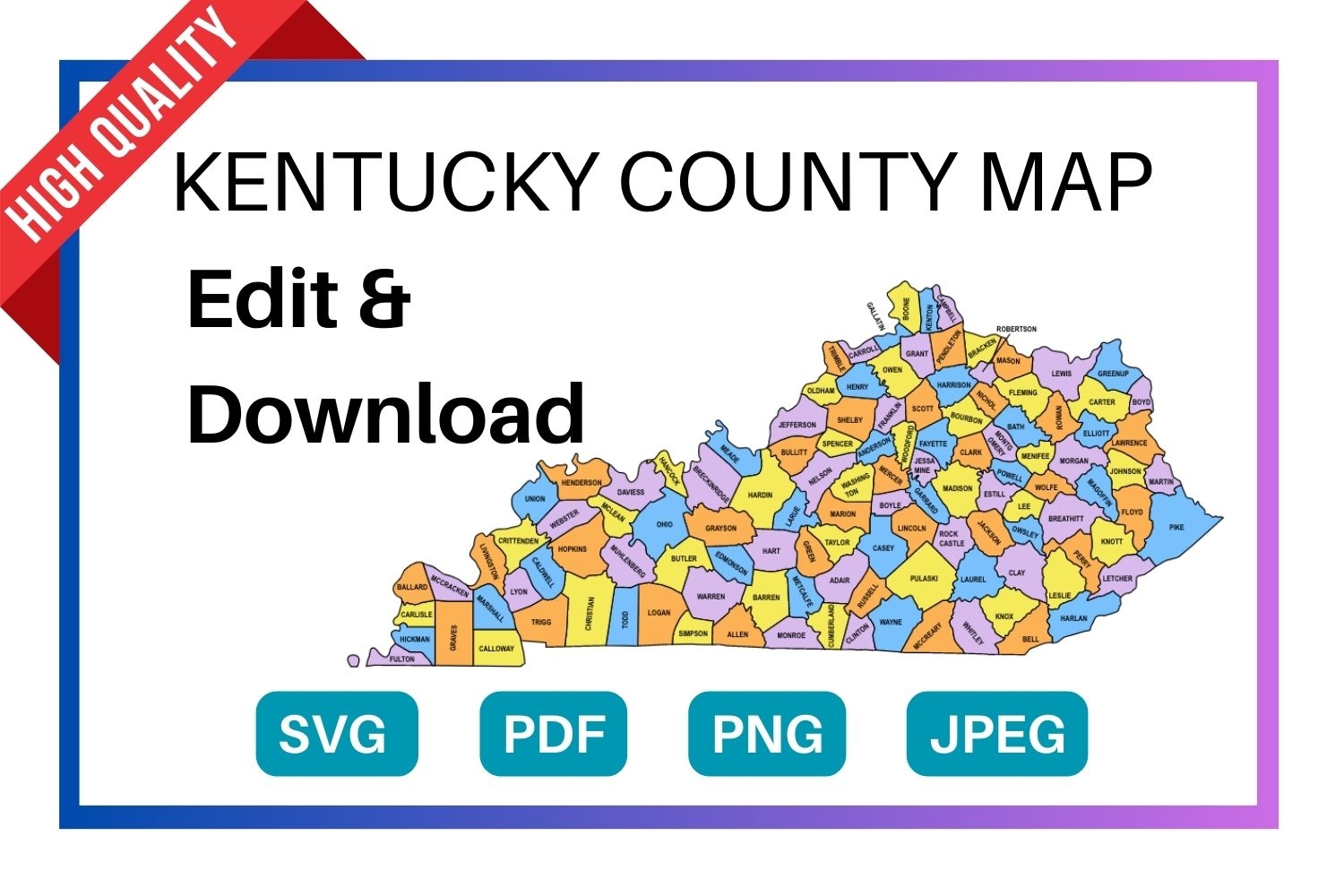 Kentucky County Map Editable Printable State County Maps
