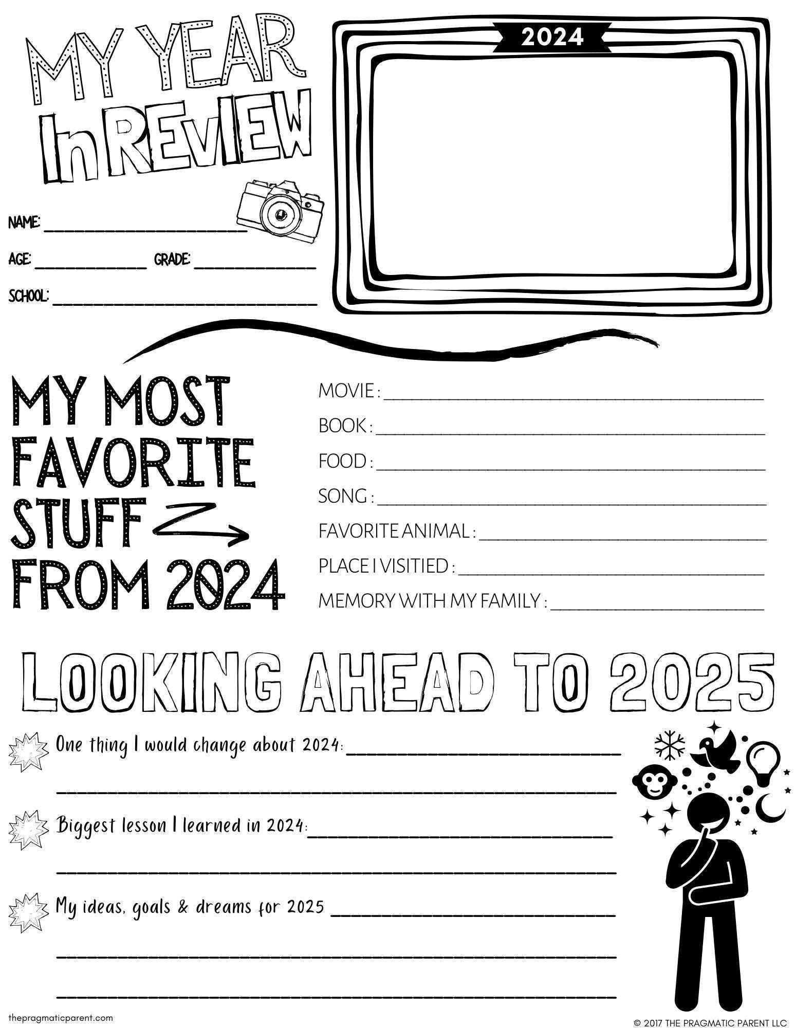 Kid s Year In Review Printable Year In Review Activity New Years Eve Activity New Year s Eve Activity NYE Printable Kids Year Recap Etsy UK