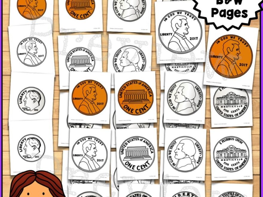 Large Printable Coins Kindergarten Nation