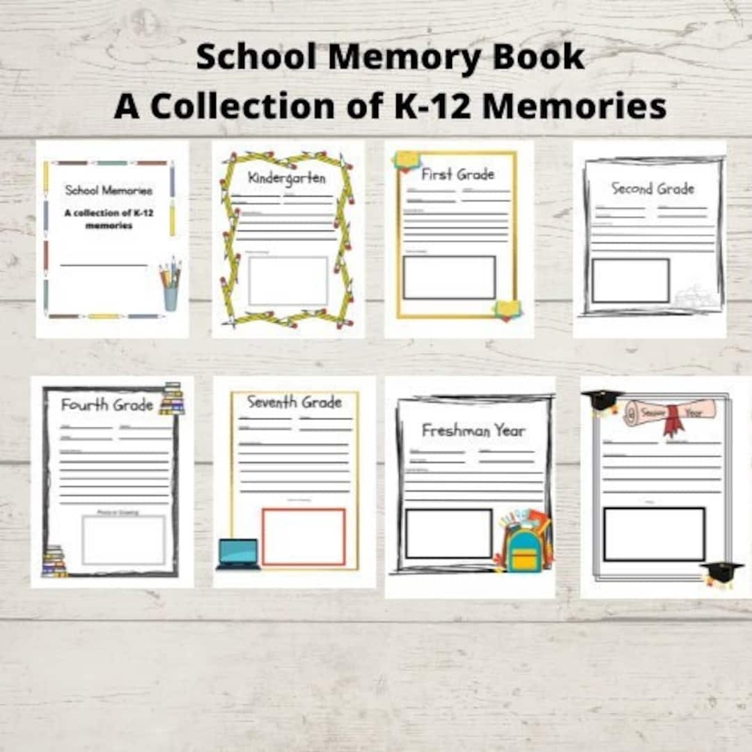 Learning Printable School Memory Book K 12 Memories Homeschool Printable Digital Download Printable Memories Etsy