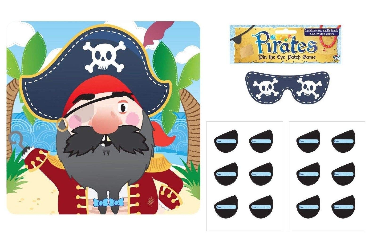 Lizzy STICK THE EYE PATCH ON THE PIRATE GAME Kids Bday Party Pin Tail Activity UK Amazon co uk Toys Games