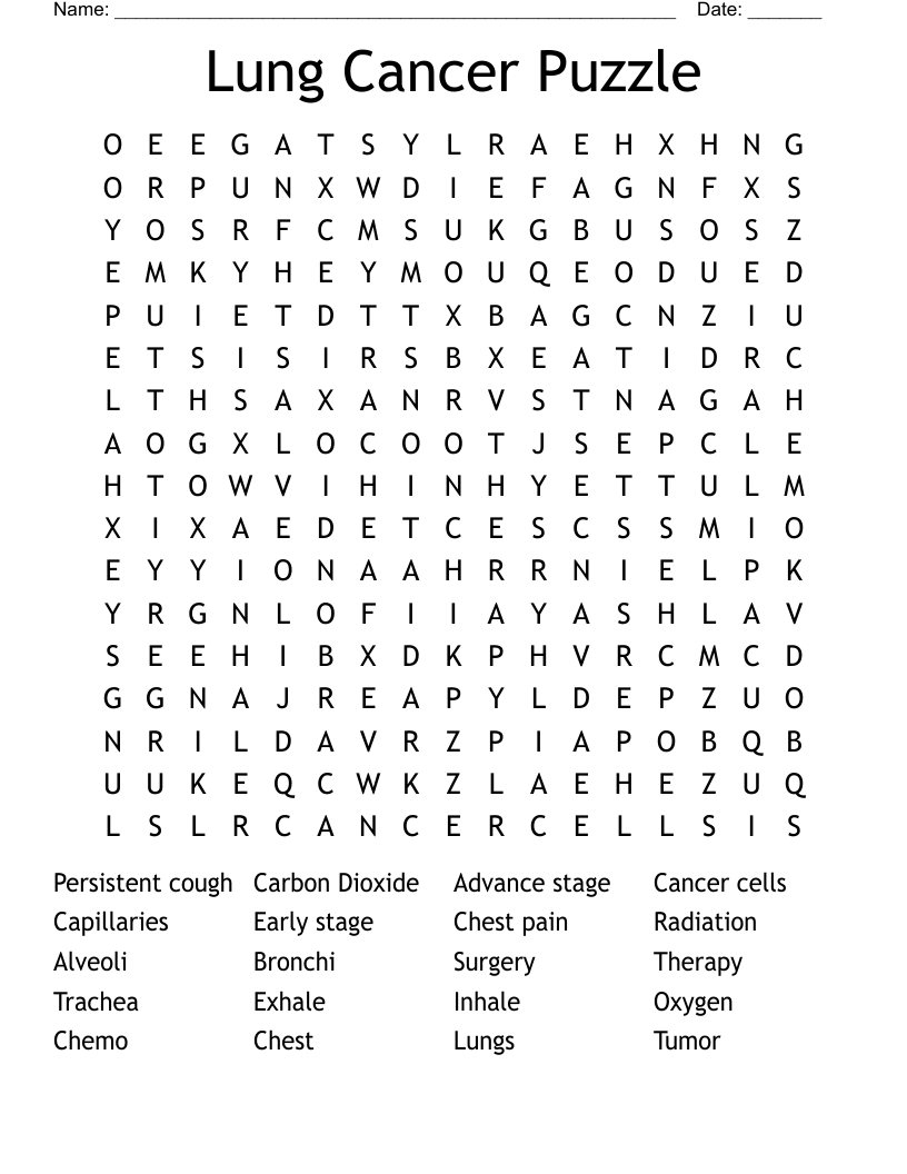 Lung Cancer Puzzle Word Search WordMint