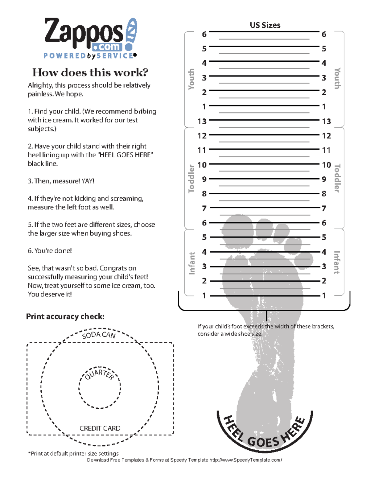 Main Zappos kid shoe size chart SODA CAN QUARTER Print At Default Printer Size Settings If Your Studocu