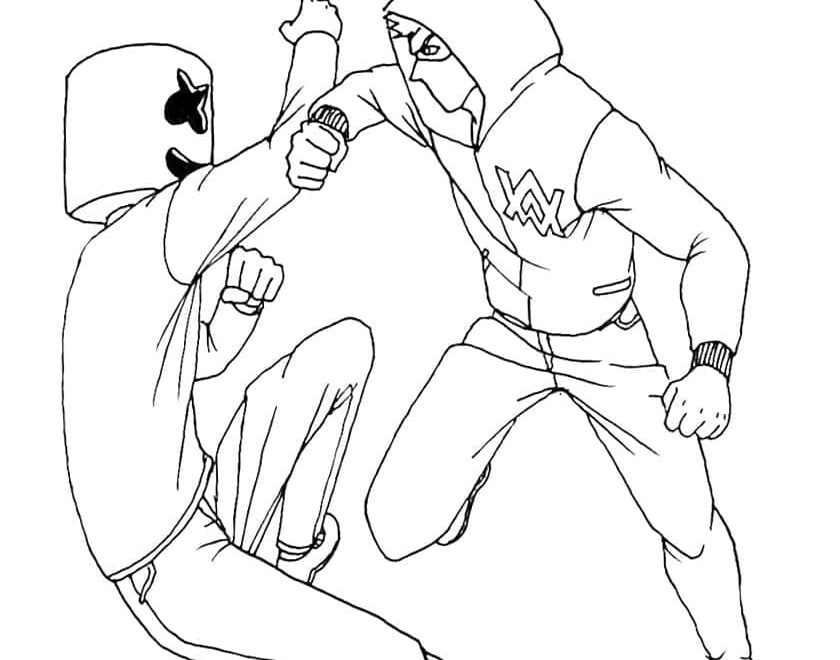 Marshmello Vs Alan Walker Coloring Page Download Print Or Color Online For Free