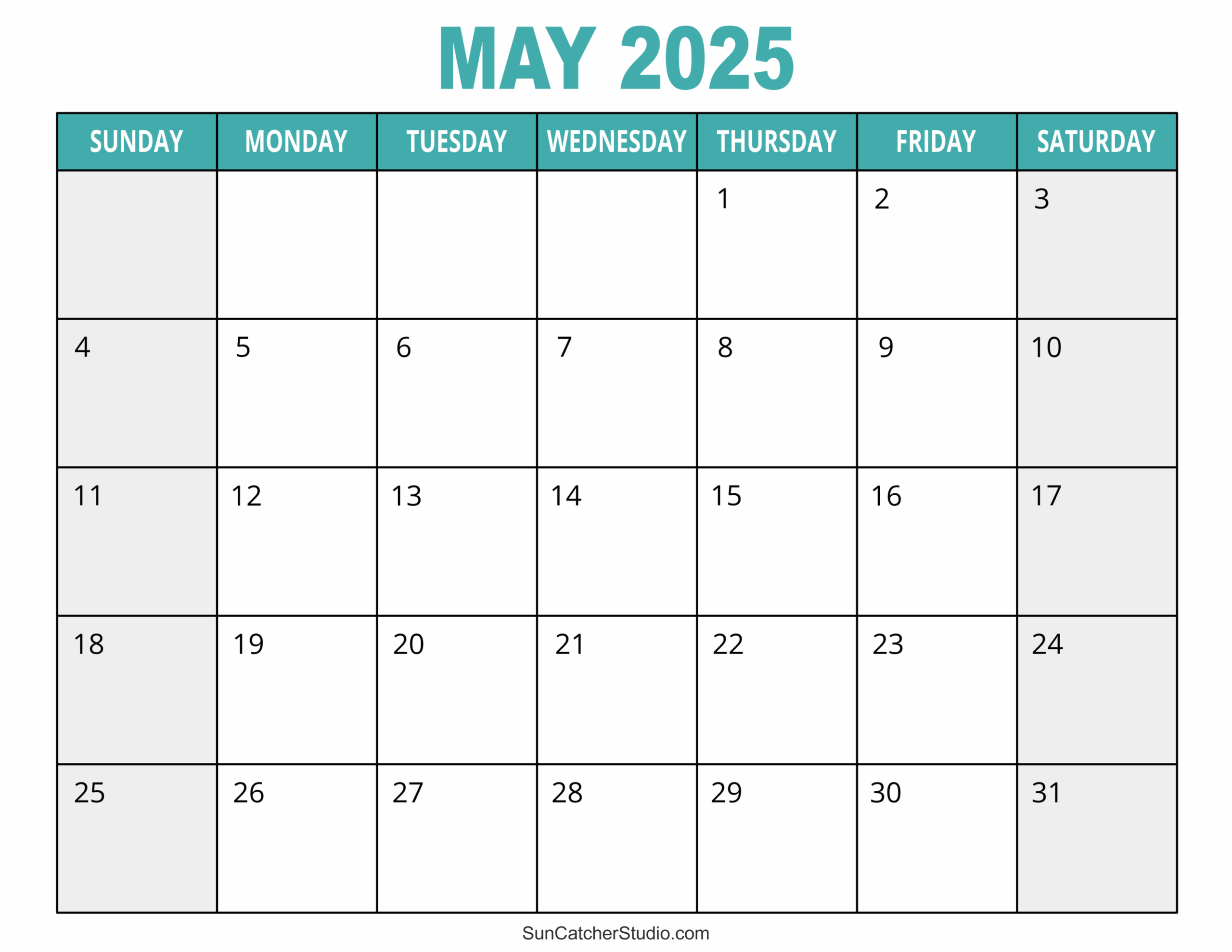 Free Printable 2025 Monthly Calendars