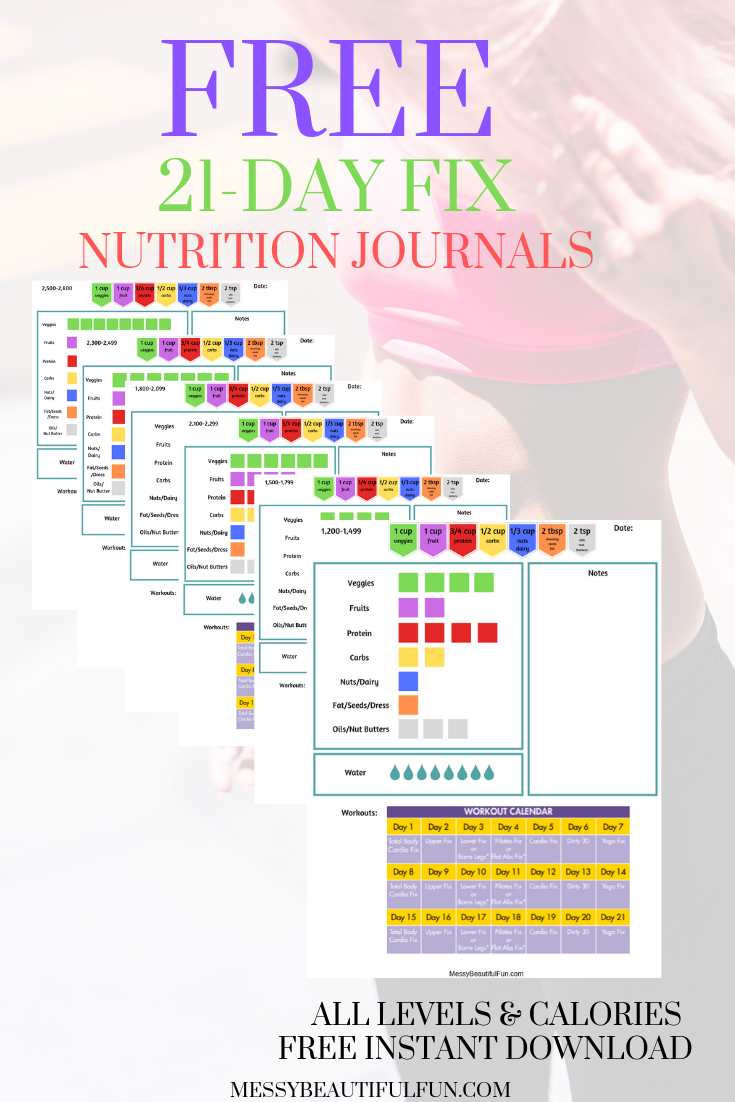 Messy Beautiful Fun Free Printable 21 Day Fix Journals