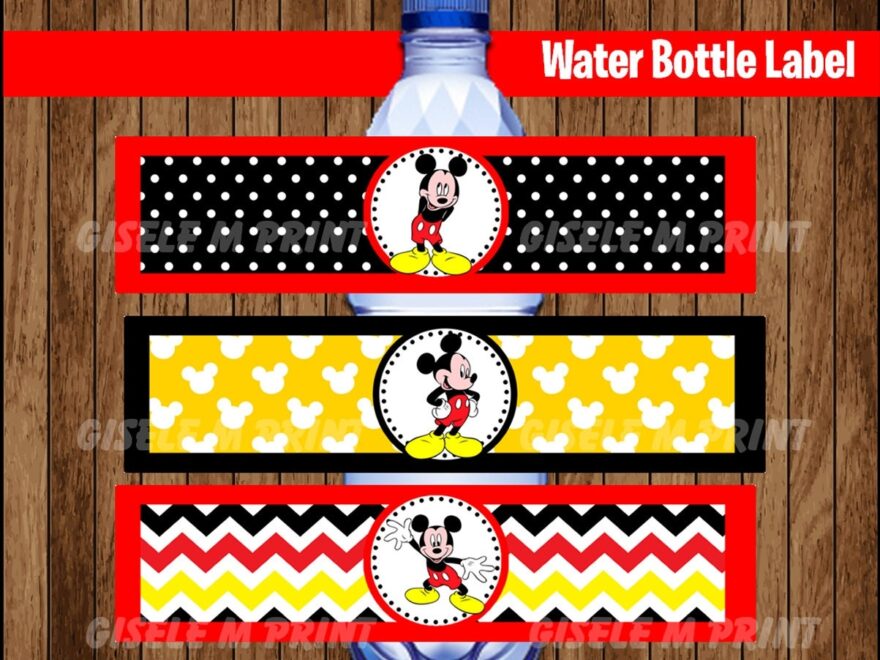 Mickey Mouse Water Bottle Label Printable Mickey Mouse Water Labels Mickey Party Water Instant Download Etsy