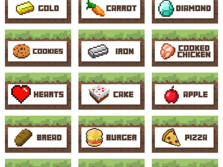 Minecraft Food Labels 10 Free PDF Printables Printablee