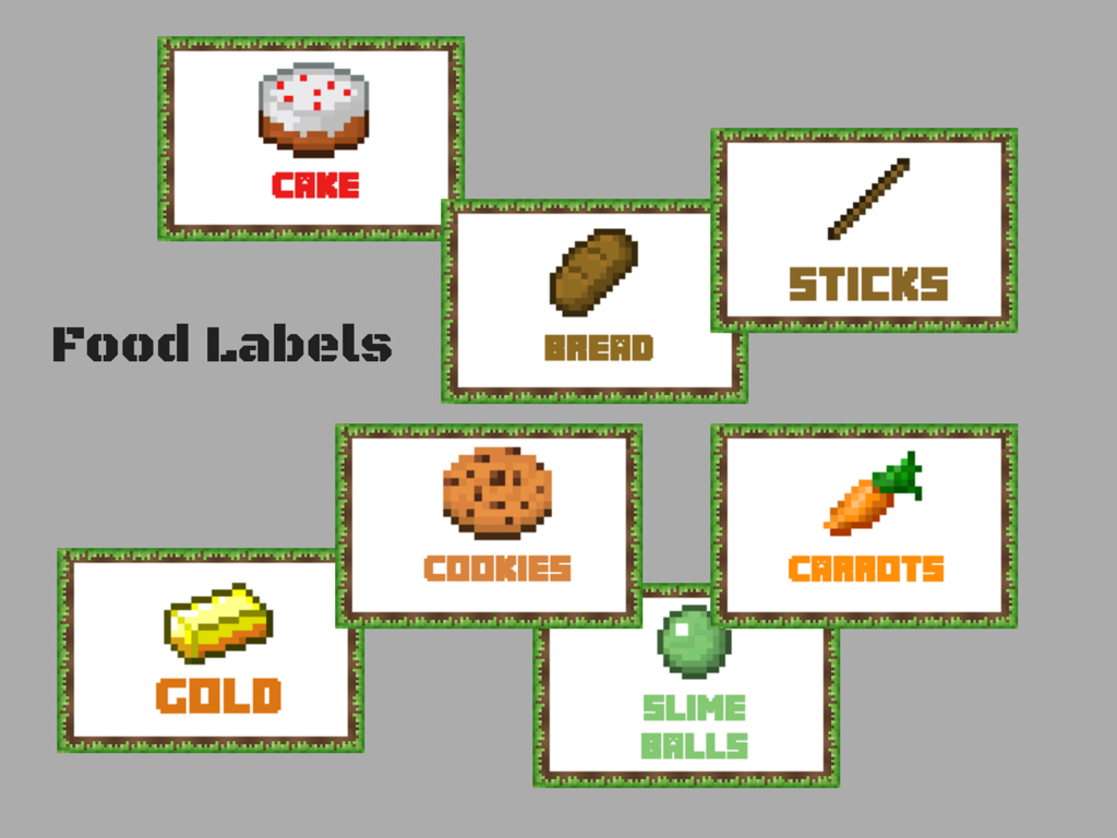 Minecraft Food Labels Magical Printable