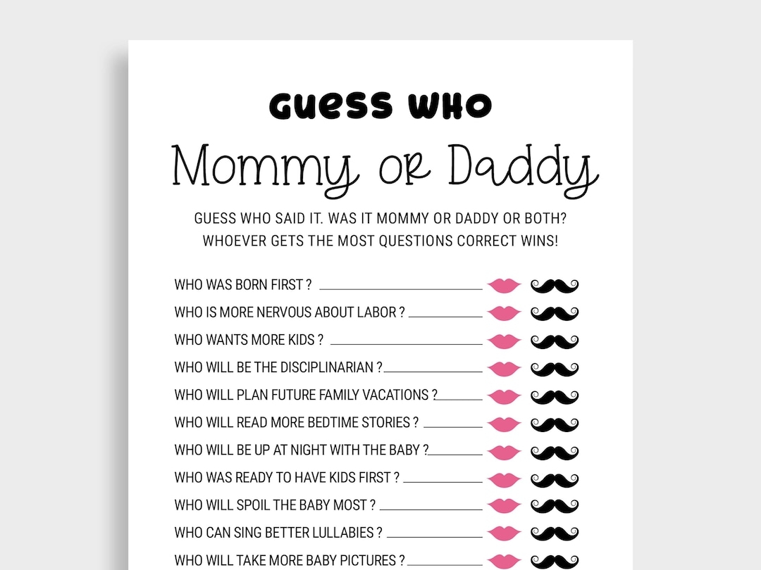 Mommy Or Daddy Guess Who Baby Game Printable Baby Shower Games Mom Or Dad Game Floral Guess Who Baby Game Mommy Daddy Game DBF6 Etsy Ireland