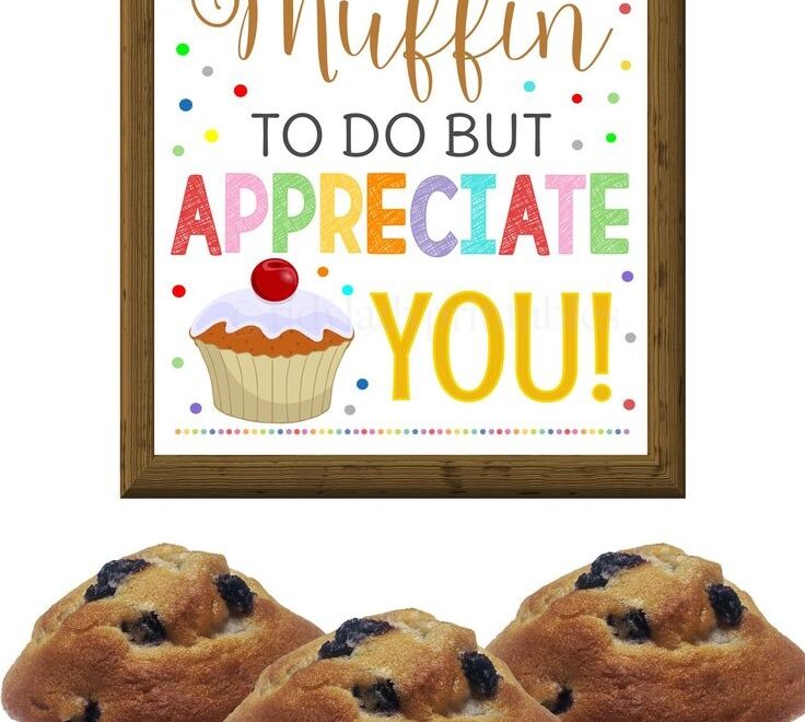 Muffin Appreciation Sign Staff Teacher Appreciation Week Printable Breakfast Food Decoration