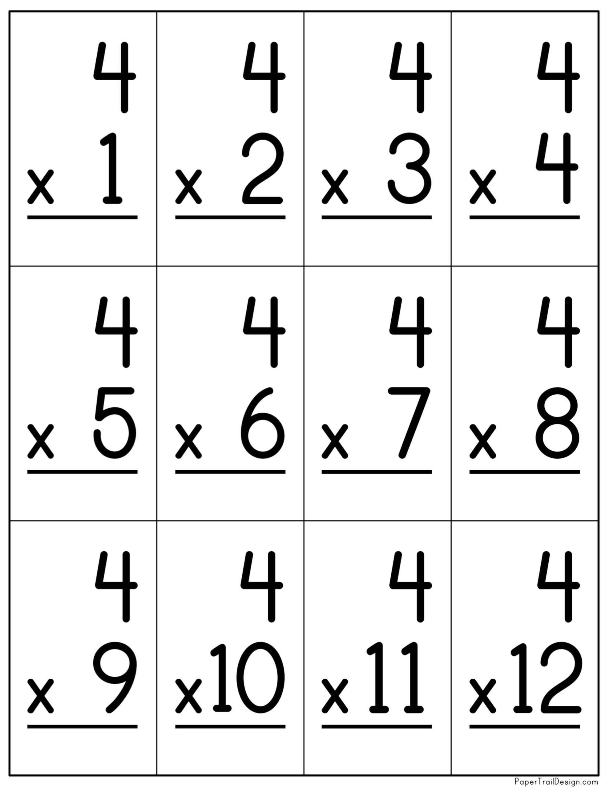 Free Printable Math Flash Cards