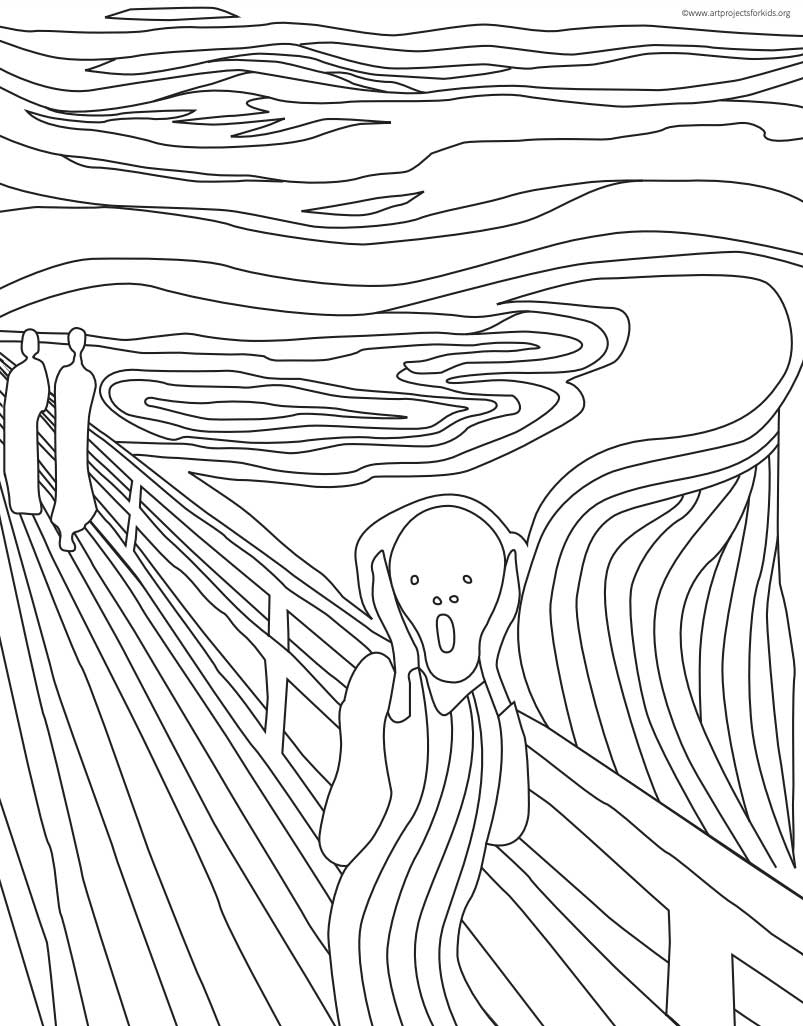 Munch s The Scream Coloring Page Free Printable Sheets For Kids