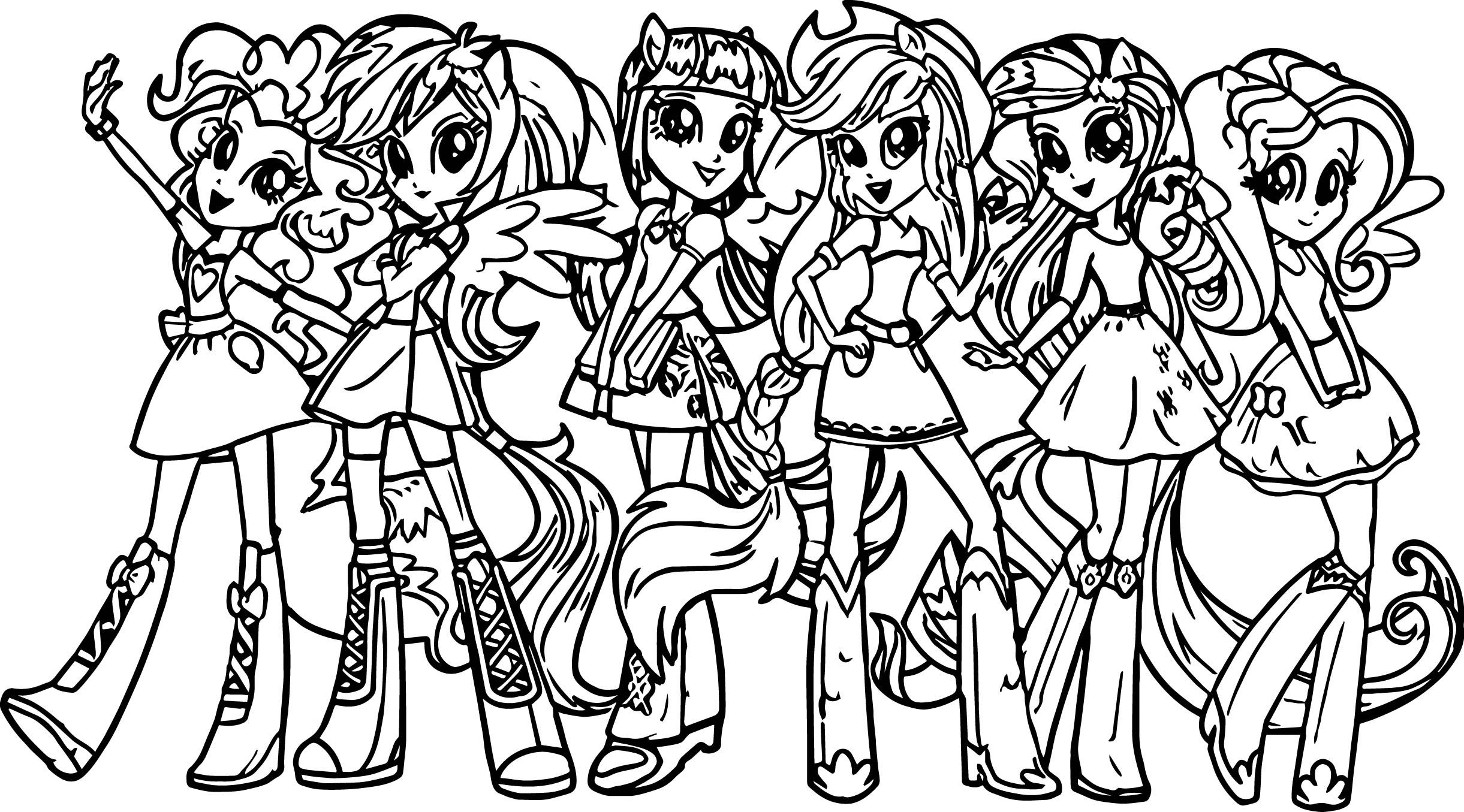 My Little Pony Girls Coloring Page Wecoloringpage