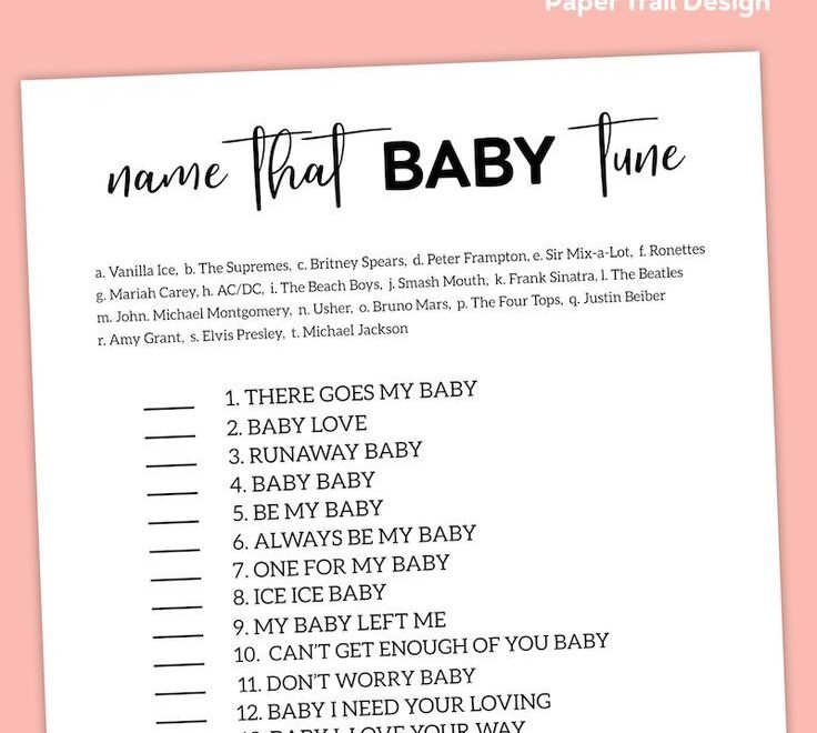 Name That Tune Baby Shower Game Paper Trail Design