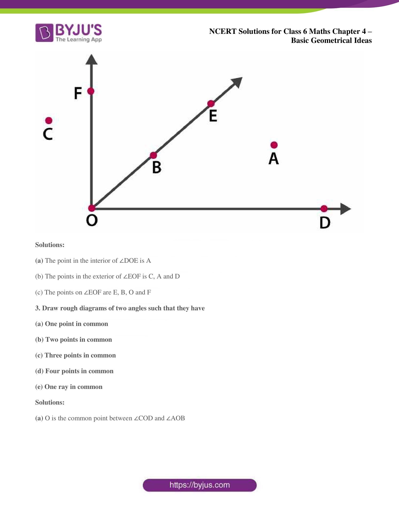 NCERT Solutions For Class 6 Maths Chapter 4 Basic Geometrical Ideas