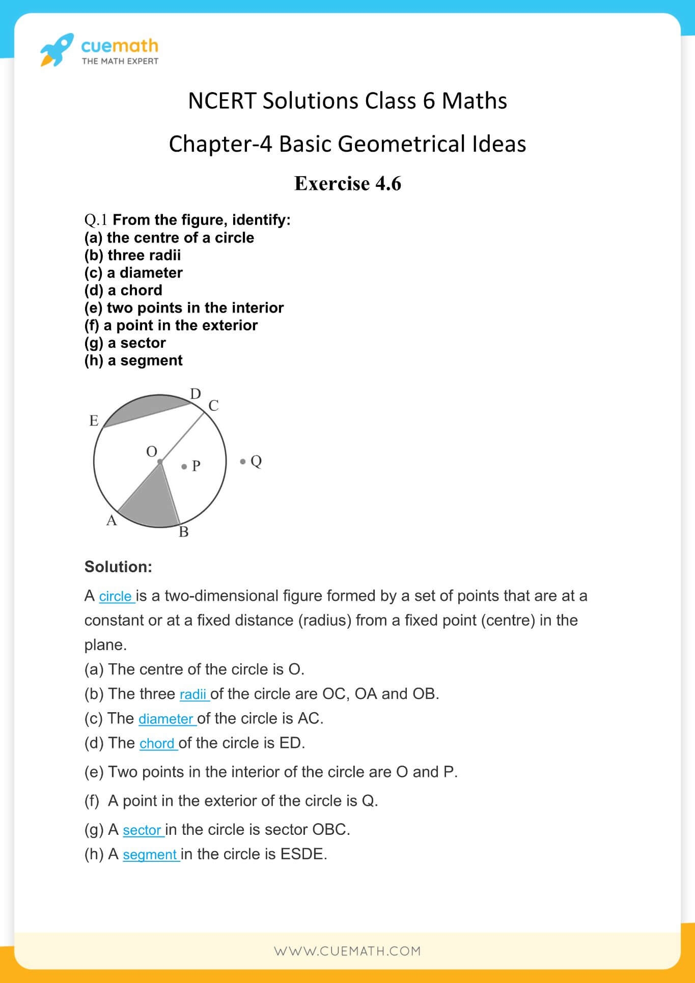 NCERT Solutions For Class 6 Maths Chapter 4 Basic Geometrical Ideas Access Free PDF
