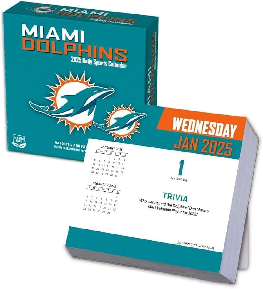 NFL Calendar 2025 Miami Dolphins Daily Box Tear Off Calendar Amazon co uk Stationery Office Supplies