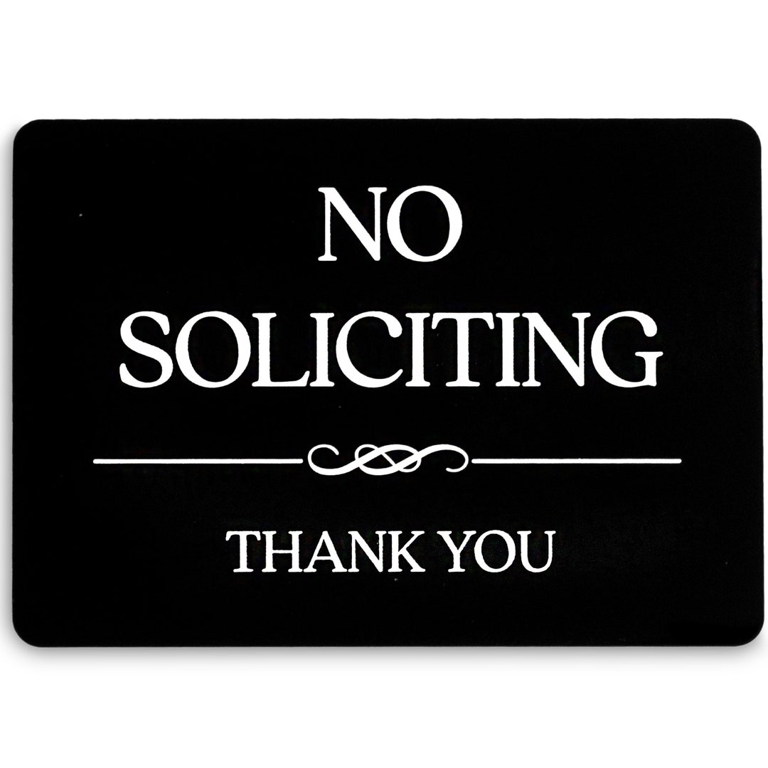 No Soliciting Sign 5 X 3 5 In Black Acrylic No Soliciting Sign For House Or Business No Solicitation Sign For Front Door Etsy de