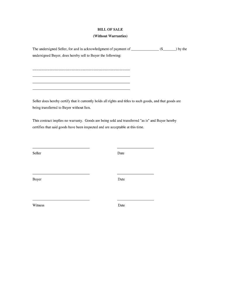 As Is No Warranty Printable Form