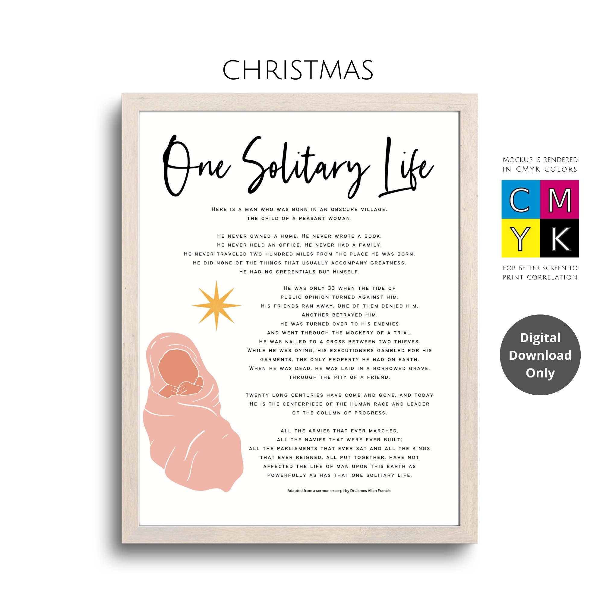 One Solitary Life Inspirational Wall Art Printable Christian Decor Christian Gift Instant Download Etsy