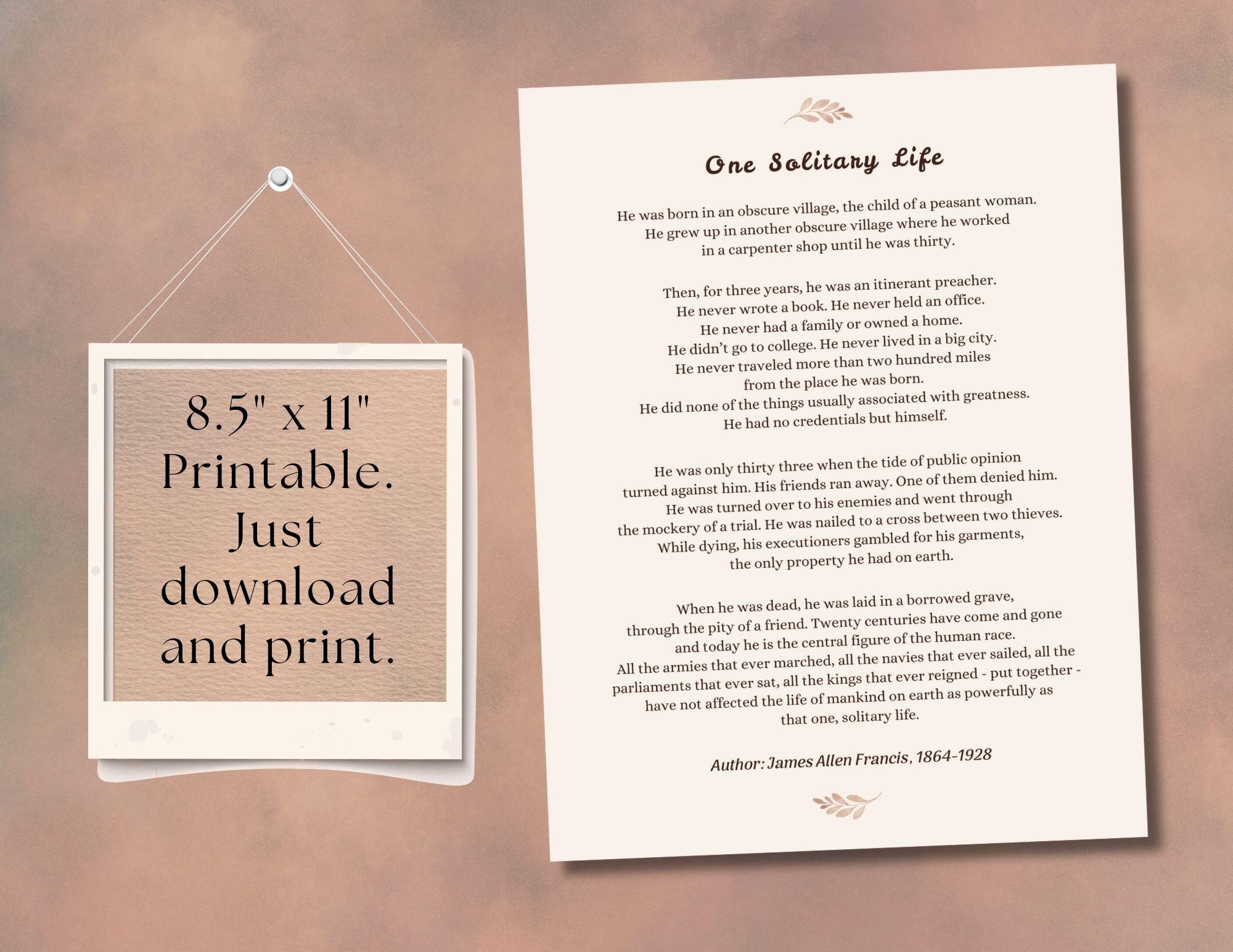 One Solitary Life Poem Etsy