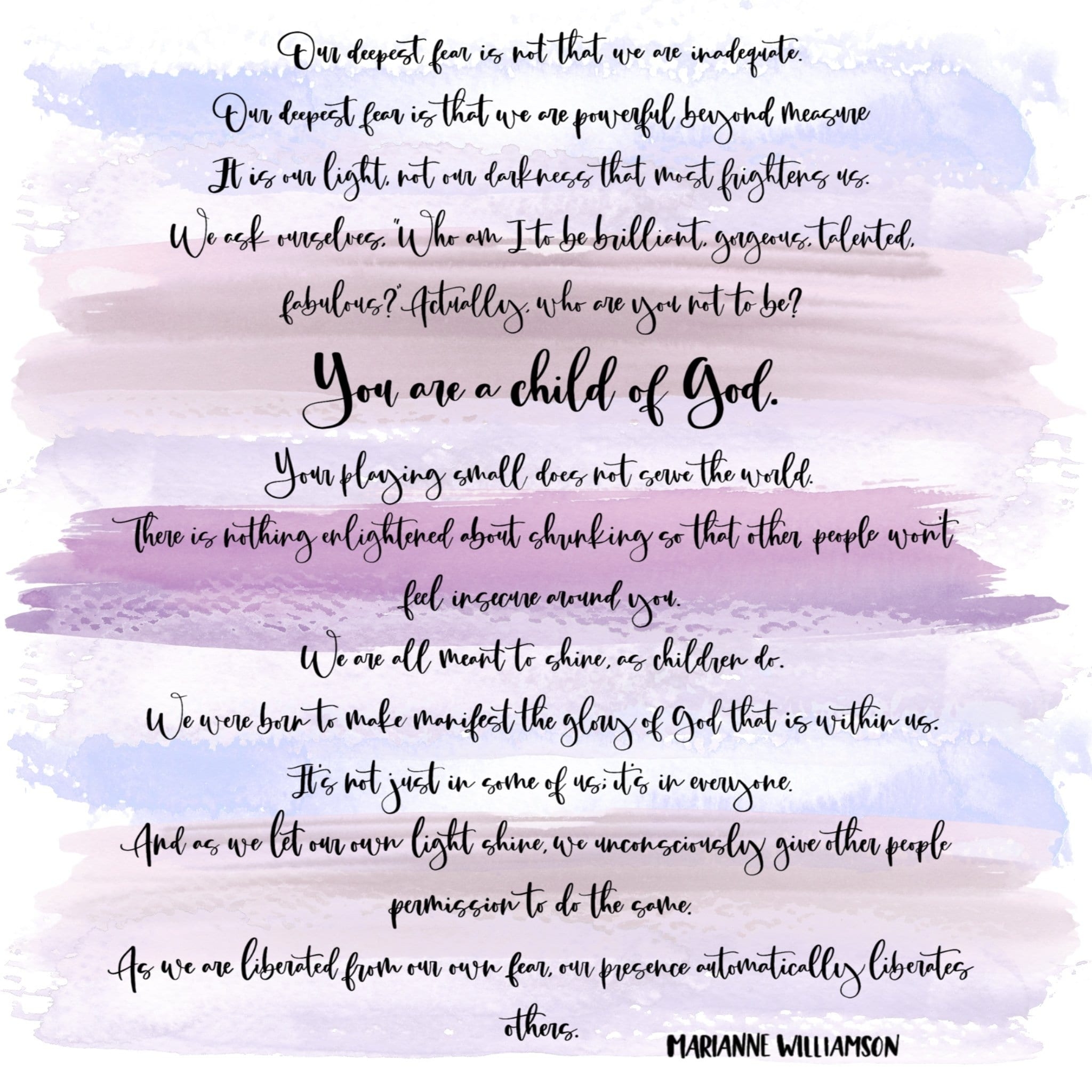 Our Deepest Fear By Marianne Williamson Printable