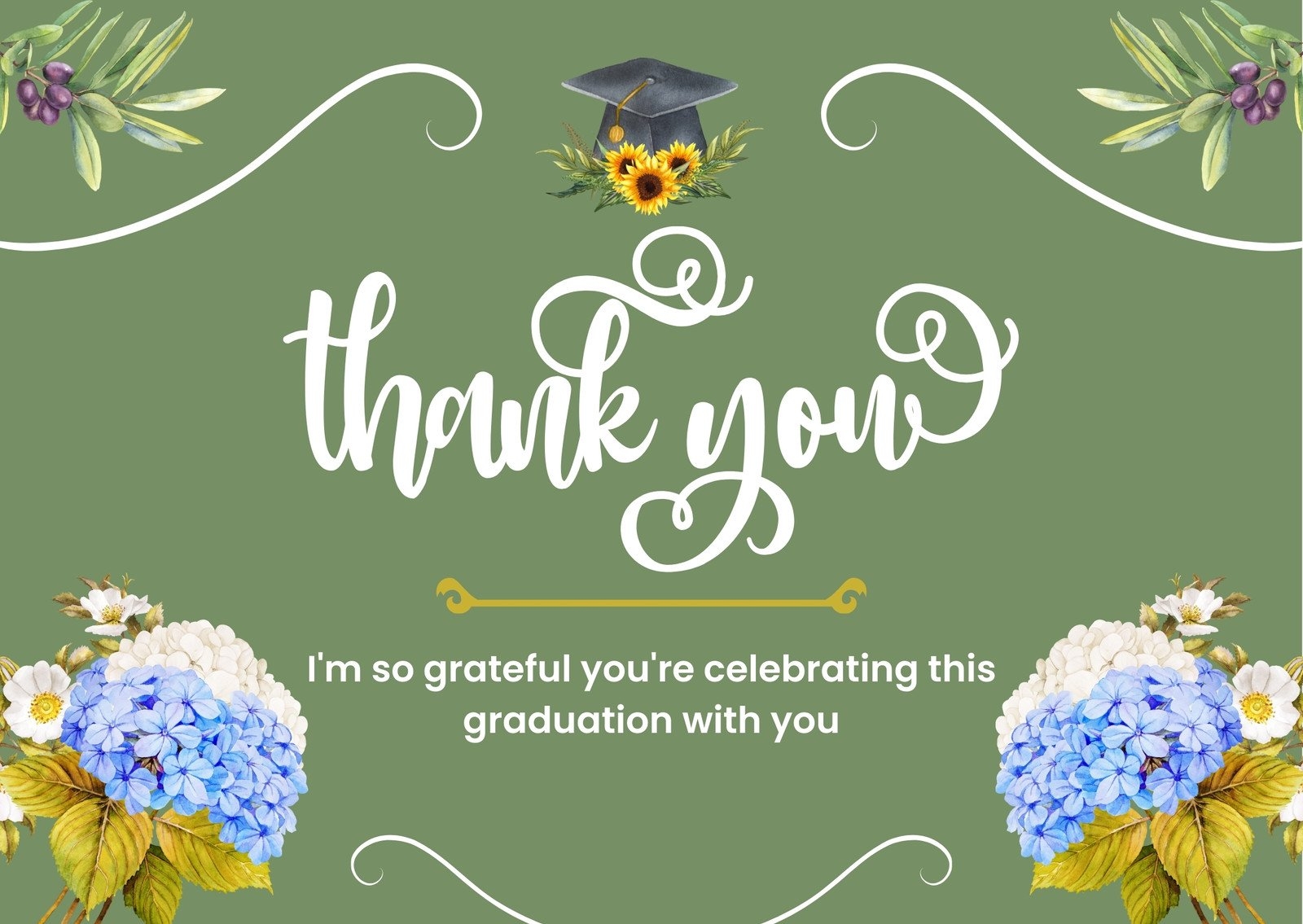 Page 2 Free Custom Printable Graduation Thank You Card Templates Canva
