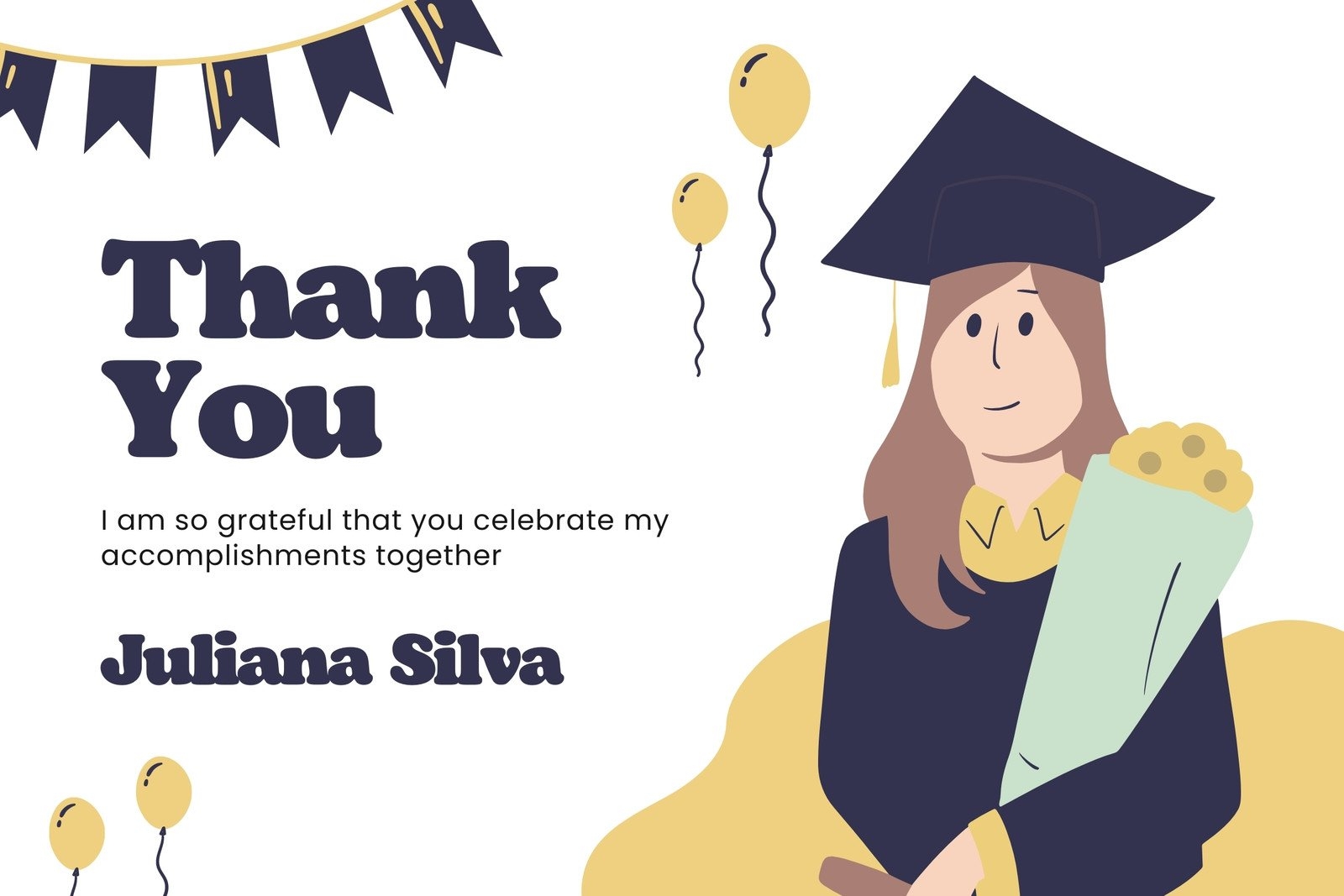 Page 2 Free Custom Printable Graduation Thank You Card Templates Canva