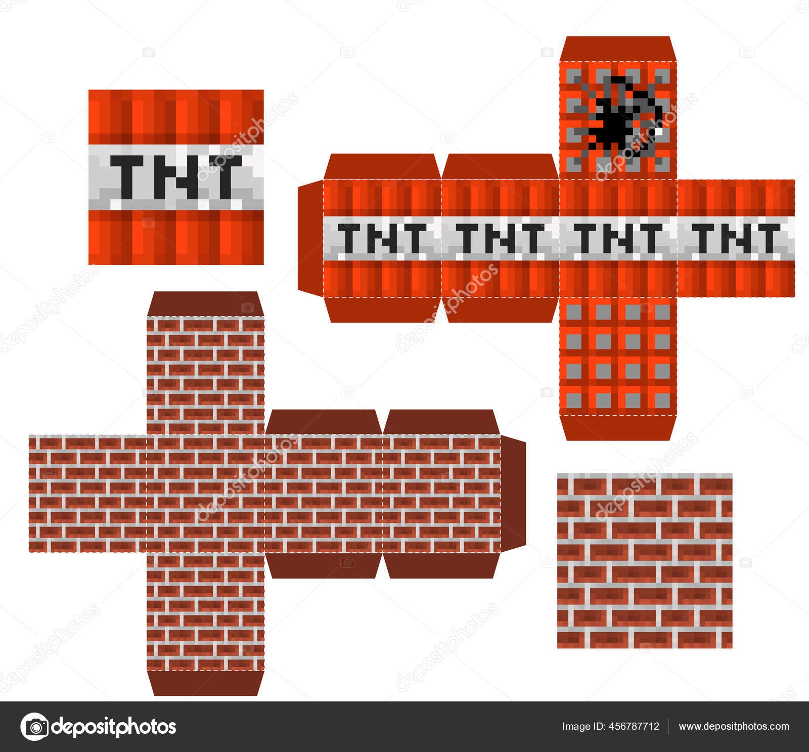 Papercraft Mini Dirt Block Papercraft Classic Blocks Pixel Background Concept Stock Vector By poppystyle soloma 456787712