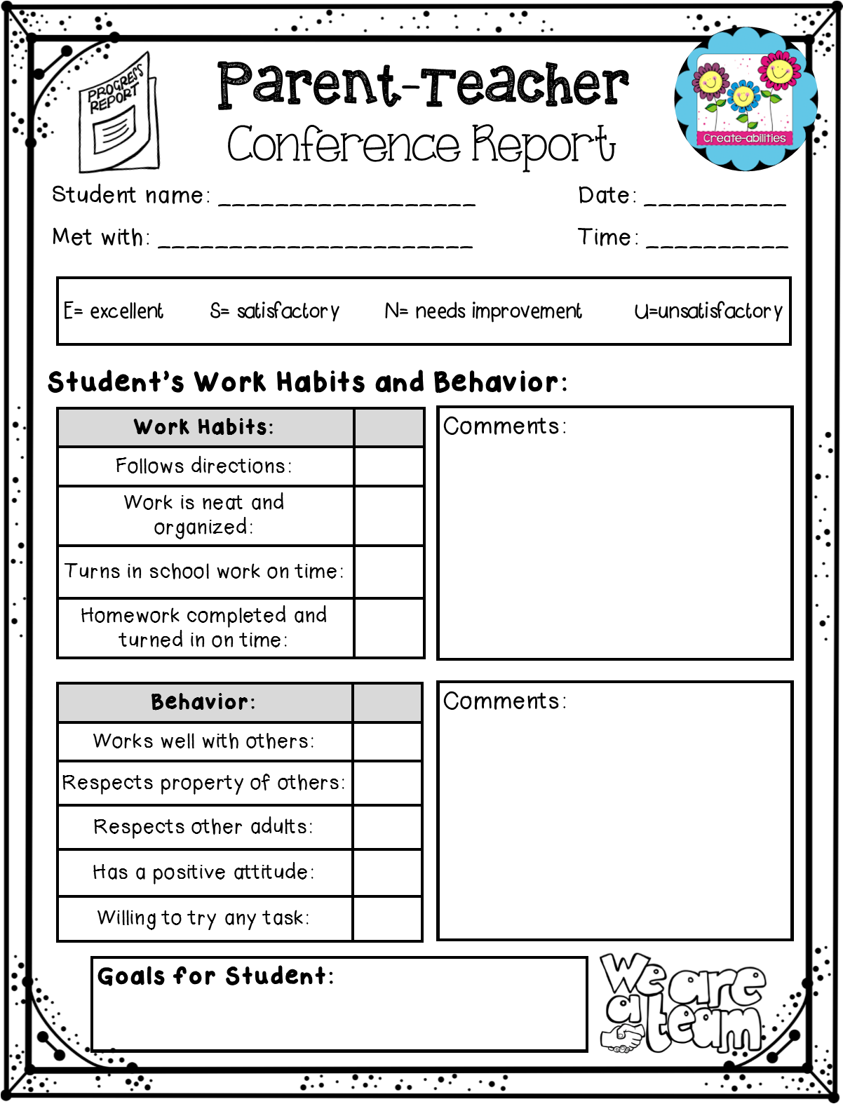 Parent Conference Form Template Business Plan Templates