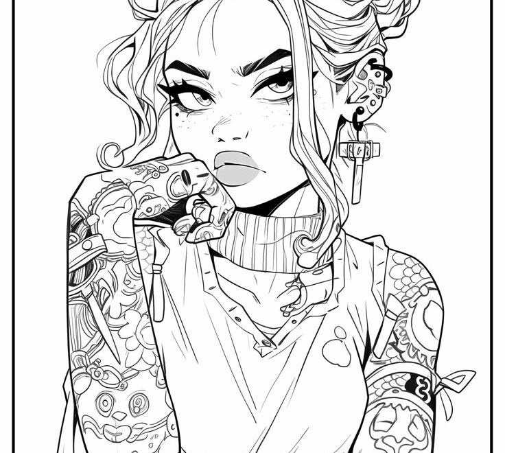 Pin By Anastasia Zudilina On Coloring Pages For Adult Manga Coloring Book Coloring Book Art Color Drawing Art