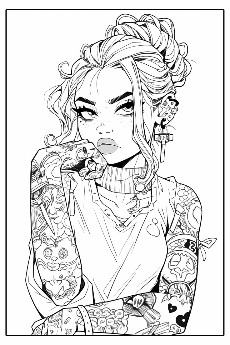 Pin By Anastasia Zudilina On Coloring Pages For Adult Manga Coloring Book Coloring Book Art Color Drawing Art