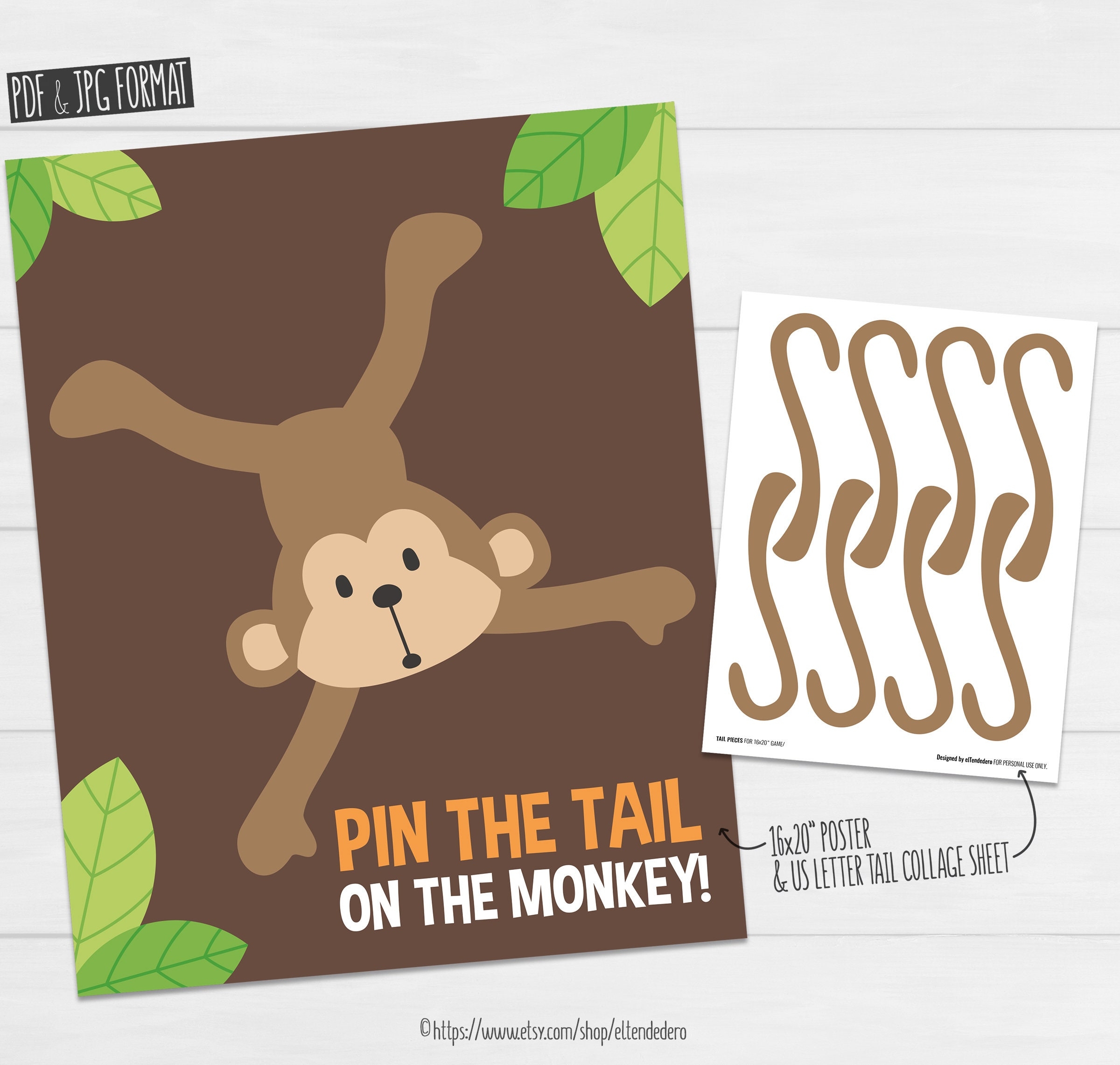 Pin The Tail On The Monkey Safari Kids Party Games Jungle Birthday Pin The Tail Game Printable Baby Shower Activities Instant Download Etsy UK