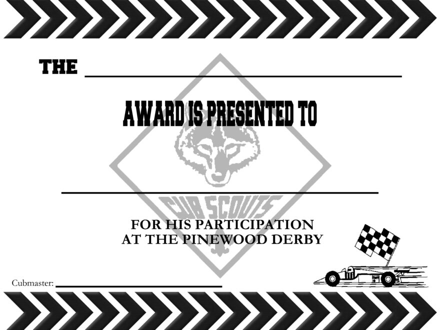 Pinewood Derby Certificates The Idea Door
