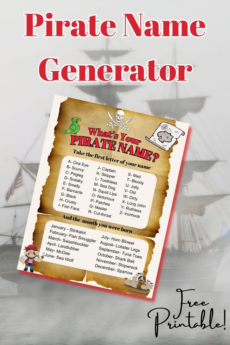 Pirate Name Generator Printable Mom Vs The Boys