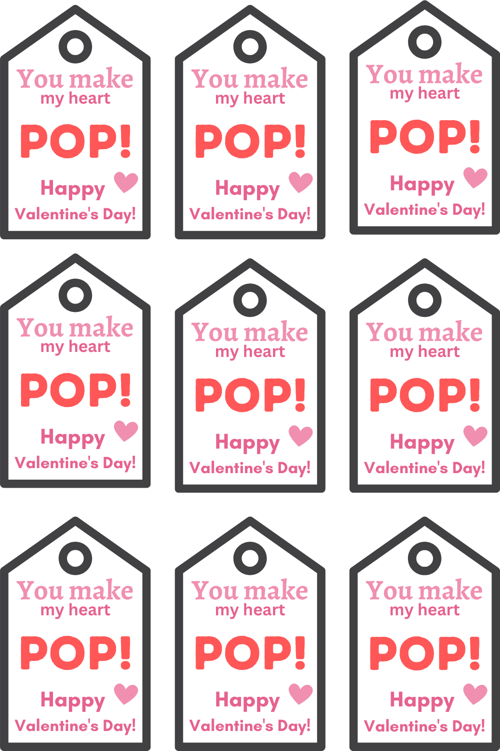 You Make My Heart Pop Valentine Free Printable