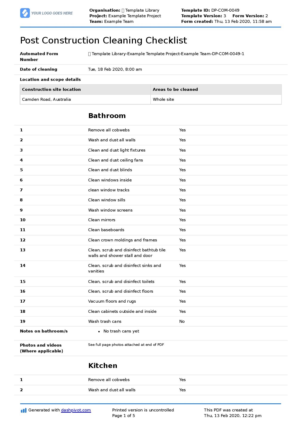 Post Construction Cleaning Checklist Better Than PDF Template 