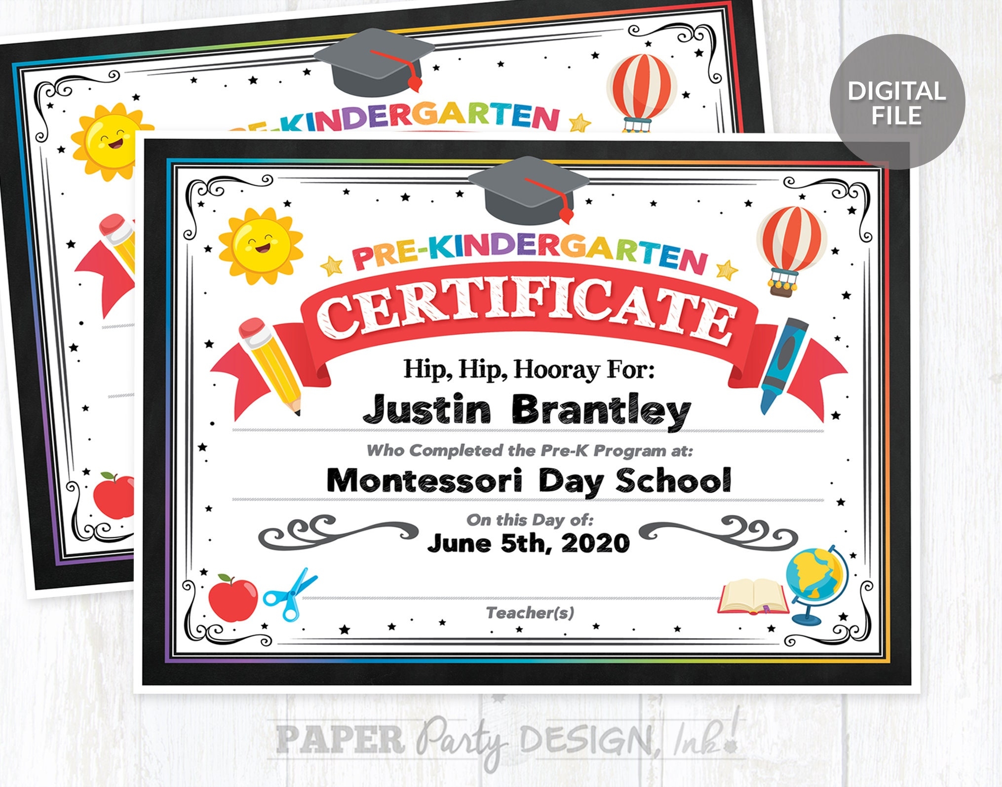 Prek Graduation Certificate Printable Pre k Graduate Certificate Preschool Graduation Diploma Personalized Preschool 8 5x11 Certificate Etsy