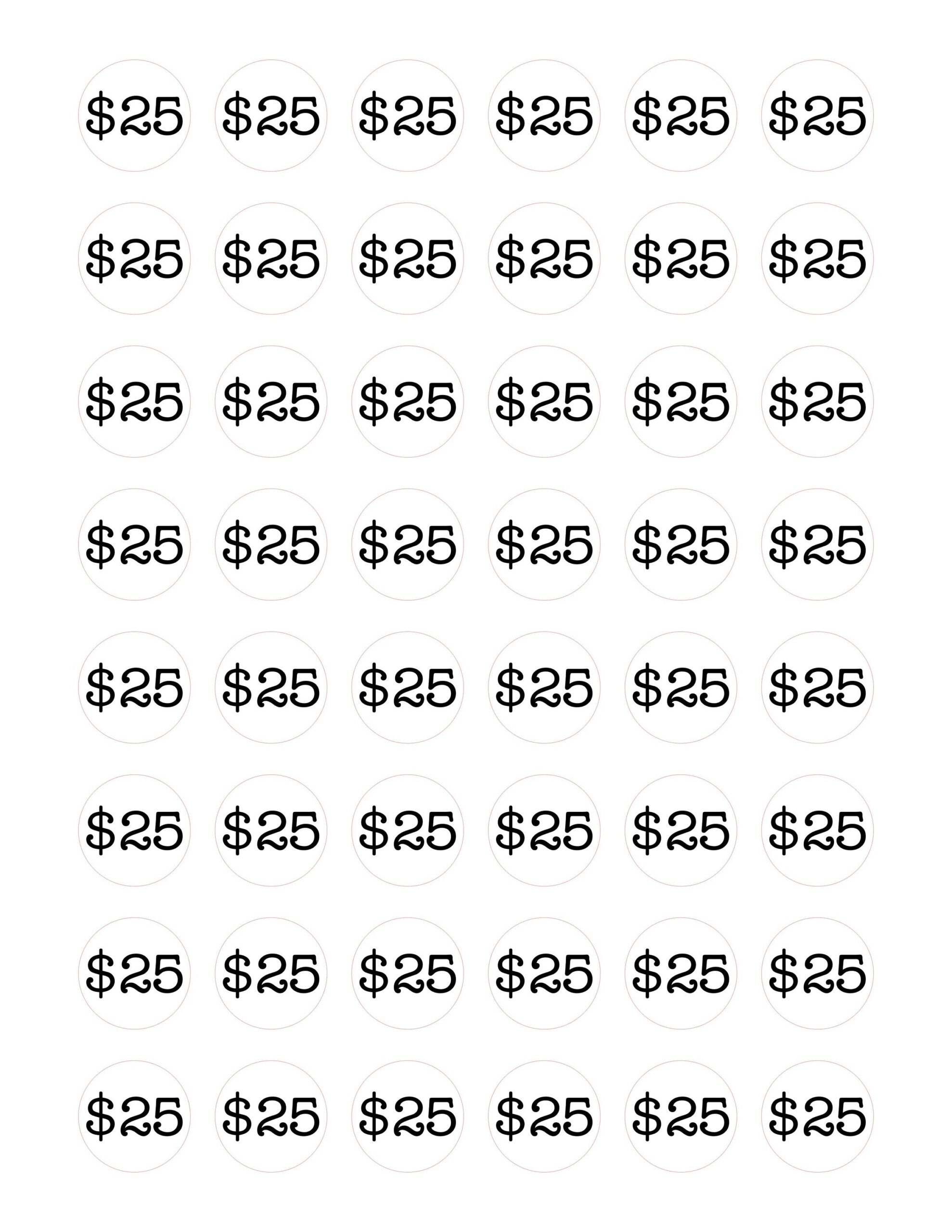 Price Stickers To Cut On Silhouette Cameo cricut Machine 25 Dollar 1 inch Circles Etsy Canada